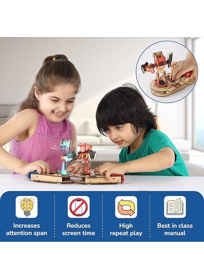 سمارتيفيتي لعبة روبوتات القتال سمارتيفيتي 2 في 1 للأطفال من 6 إلى 12 سنة | ابنِ وقاتل - شخصيتان حركيتان | هدية عيد ميلاد للأولاد والبنات | لعبة علمية يمكنك صنعها بنفسك للأطفال من 6 إلى 12 سنة، متعددة الألوان - Image 5